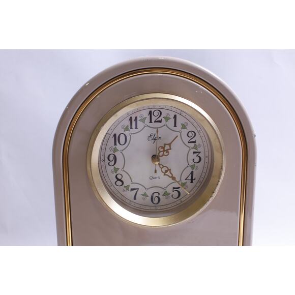 Elgin, Table Clock, Art Deco, Beige, 1980s, 9x12", Arabic Numerals, Elegant - Picture 2 of 4